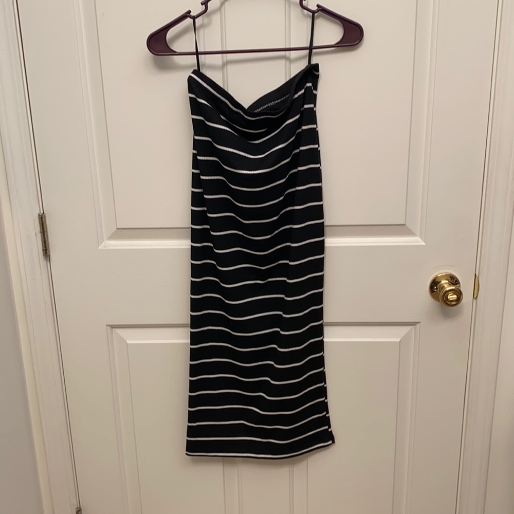 Black and White Striped Pencil Skirt